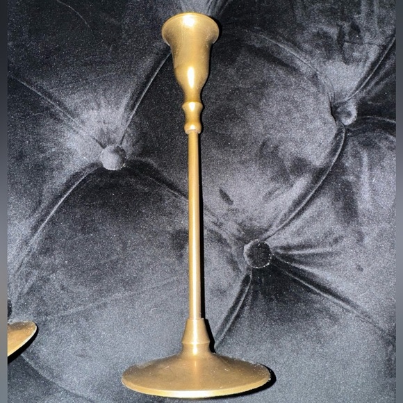 Vintage Brass Elegant Candle Holder Set Made in India MCM 80’s 90’s Short & Tall - Picture 9 of 13
